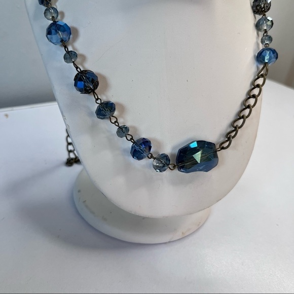 Vintage Aqua Blue Opera Round Chain Necklace 💎 - Picture 3 of 6